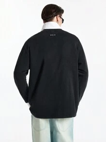 NEON BLANC 男士图案印花针织圆领休闲 T 恤，街头风格 - 黑色 - 查看 2