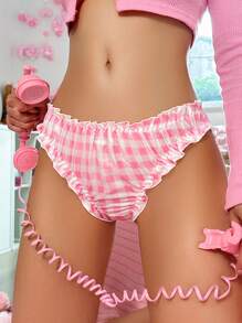 PetitDoll 3 件情人节可爱壁炉印花、格子印花、撞色边饰女式内裤 - 彩色 - 查看 6