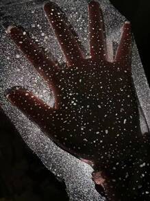 SHEIN LUNE Women's Shiny Sparkly Round Neck Short Sleeve T-Shirt