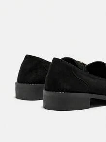 CUCCOO CURVES Plus Wide Fit Flat Thick Sole Black Loafer Shoes, Slip-On School/Casual Style, Suitable For All Seasons For Christmas And New Year Holiday Vibe Fall And Winter - Black - View 4