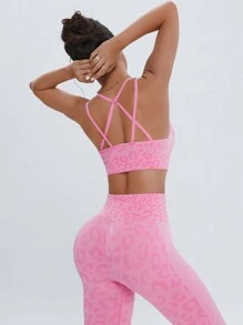 Slayoga Seamless High-Stretch Sports Yoga Fitness Leopard Print Bra And Shorts Set Gym Set Workout Women Set Women Leggings Set