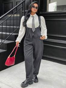 Calvaya 2pcs/Set Casual Commuting Stripe Patchwork Outfit For Older Women
