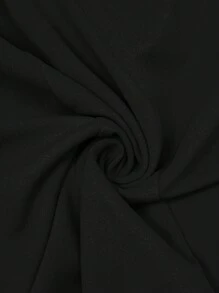 Maweii 大码纯色前扣长袖简约上衣和裤子套装 - 黑色 - 查看 5