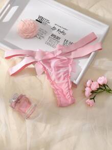 PetitDoll Cute & Sweet Big Bow Cross Strap Breathable Comfortable Thong Panties Lingerie Bow Tie