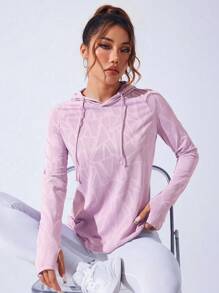 Cheerettes Basic Drawstring Sweatshirt Yoga Long Sleeve Sweatshirt - Pink - View 1