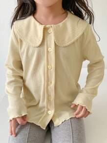 DAZY Camiseta de niña pequeña con cuello Peter Pan