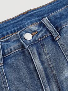 SHEIN ICON Plus Size Sexy Skinny Stretch Denim Flared Jeans, Blue, Fall Women Clothes - Blue - View 4