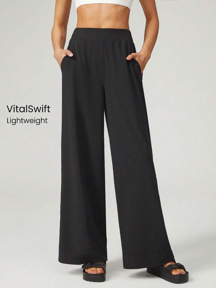 Pantalones ligeros de pierna ancha con bolsillos VitalSwift, de secado rápido y transpirables para uso diario y casual en verano