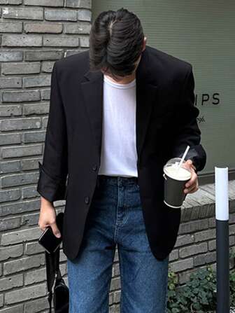 DAZY Giacca casual nera versatile adatta a ogni occasione per uomo