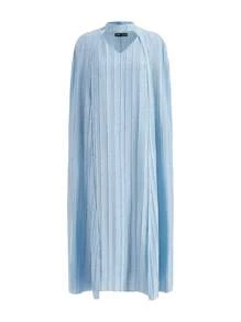 Modelyn Women's Crop Top And Dress Set With Extra Long Sleeves 2 Piece Set - Dusty Blue - View 3