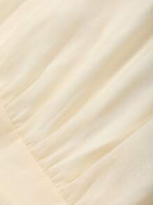 DAZY 女士宽松中长款派对/约会连衣裙，系带细节，适合舞会、秋季穿着，长袖设计，优雅女装 - 杏色 - 查看 9