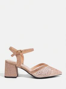 CUCCOO TILAWA Tacones altos puntiagudos sin cordones con efecto hueco y adornados con strass para mujer, de moda y casual, nueva edición de otoño/invierno