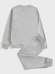 Manfinity Homme Men Letter Graphic Sweatshirt & Sweatpants - Grey - View 2