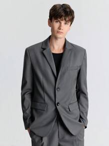 Ontre 男士春季灰色羊毛毛领宽松休闲风衣外套青年商务通勤适合新年聚会 - 灰色 - 查看 6