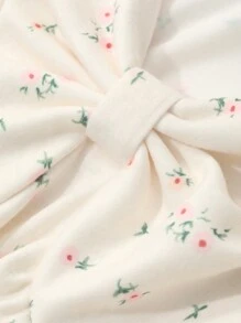 DAZY 碎花蝴蝶结荷叶边袖睡袍睡衣秋冬