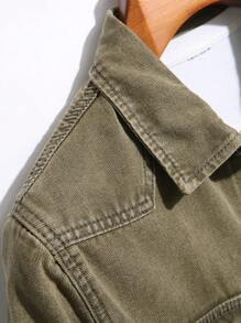 Manfinity EMRG Plus Size Men's Front Button Closure Long Sleeve Pocket Casual Denim Jacket