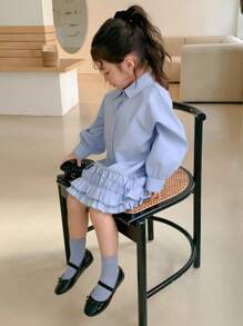 Dazy Kids Young Girl Autumn Dress - Blue - View 7