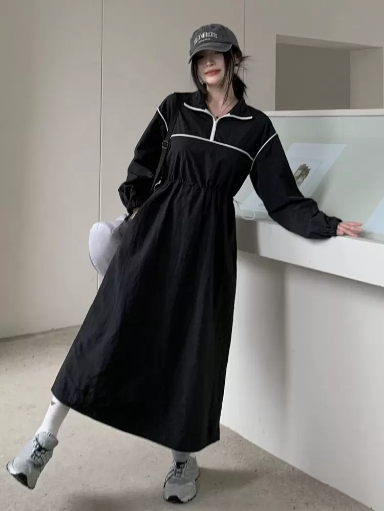 white christmas dresses The Casual Striped Zip Front Hooded Dress – isntshelovelycache