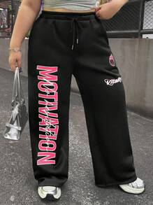 SHEIN EZwear Plus Size Loose Rabbit Print Jogger Pants, Casual Wear For Autumn/Winter