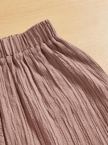 SHEIN Essnce Women's Casual Simple Striped Heart Print Long Pants Summer Spring Valentine Day New Years Women Outfit - Mocha Brown - View 3