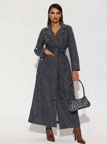 SHEIN SXY Thick Grey Long Sleeve Coat, Autumn/Winter - Grey - View 1