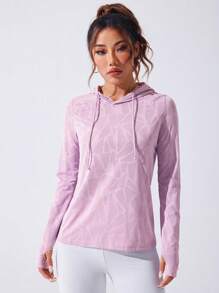 Cheerettes Basic Drawstring Sweatshirt Yoga Long Sleeve Sweatshirt - Pink - View 4