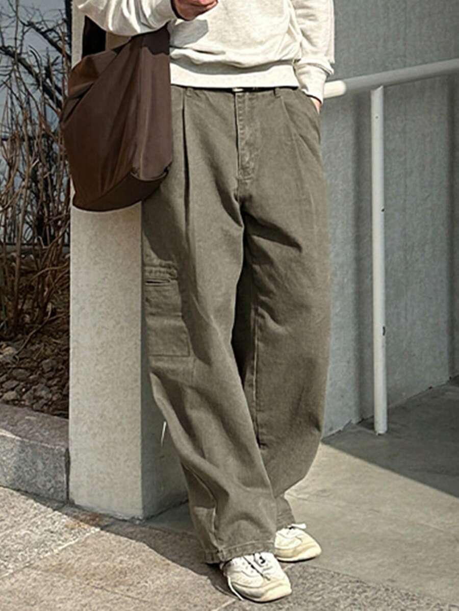 DAZY Men's Solid Military Green Cargo Jeans Pants For Autumn - Army Green - View 1