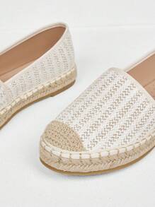 Styleloop Zapatos de mujer estilo Loop, zapatos de lona con textura geométrica, con correa para el tobillo, zapatos planos, zapatos de verano para vacaciones, zapatos de vuelta al colegio, zapatos universitarios, zapatos con estilo bohemio retro campestre francés, zapatos de otoño y primavera, zapatos para primavera - Albaricoque - Ver 2