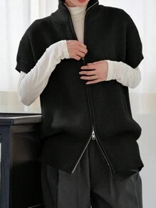 Dazy-Less Women's Casual Solid Color Batwing Sleeve Sweater Vest, Autumn/Winter