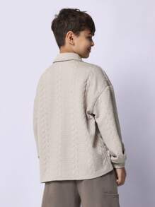 SUMWON Tween Boys Soft Regular Fit Textured Long Sleeve Polo Shirt