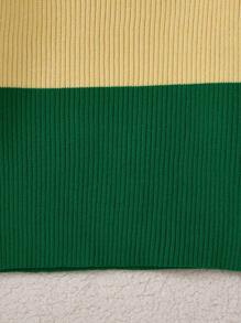 PrepCrw Young Girl Round Neck Long Sleeve Solid Color Patchwork Minimalist Casual Top - Multicolor - View 6