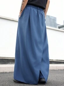 Claim Dot Herren einfarbige Knopf-Vorderseite Lässig Hose, simpler Stil für den täglichen Gebrauch - marineblau - Übersicht 2