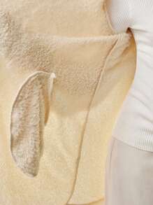 SHEIN Chaqueta casual de manga larga con bolsillo y nudo delantero de unicolor para maternidad - Beis - Ver 6