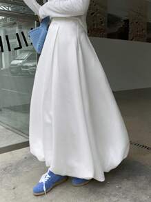 DAZY 女士蓬蓬花苞纯色休闲中长裙 秋冬款