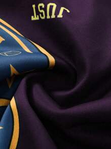 Aesthetic Post--Men's Front Zip-Up Letter Print Casual Lightweight Jacket - Purple - View 4