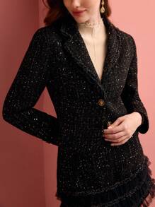 MOTF PREMIUM BLAZER CON CUELLO DE SOLAPA DE TWEED