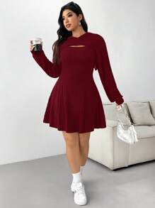 CovetEZ Bộ đồ liền quần nỉ gân đỏ hồng cỡ lớn, phù hợp cho đầu thu - Màu Hoa hồng đỏ - Xem 5