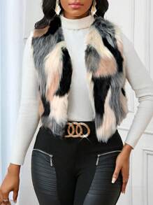 SHEIN Lady 女士无袖蓬松开衫，秋冬休闲常穿 - 黑色 - 查看 6