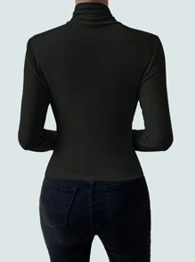 Chiquease 女士鑽石領短袖t恤 - 黑色 - 查看 2