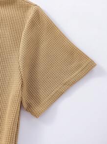 SHEIN 4 件套青少年男孩纯色圆领运动衫、短裤 4 件套休闲套装，适合户外、运动、学校、家居、春夏季