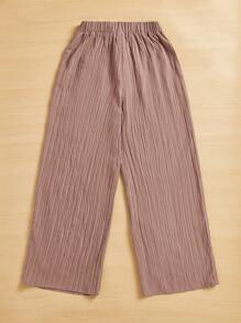 SHEIN Essnce Women's Casual Simple Striped Heart Print Long Pants Summer Spring Valentine Day New Years Women Outfit - Mocha Brown - View 2