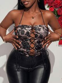 Slaydiva Áo crop top hở lưng buộc dây kiểu mới 2024, áo hai dây màu đen hở lưng gợi cảm - Nhiều màu - Xem 5