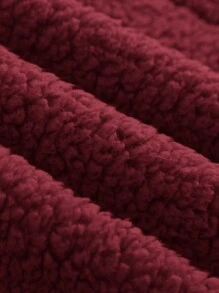 SHEIN Baby Girl Plush Turndown Collar Mid-Length Winter Coat, Warm And Cute - Burgundy - View 4