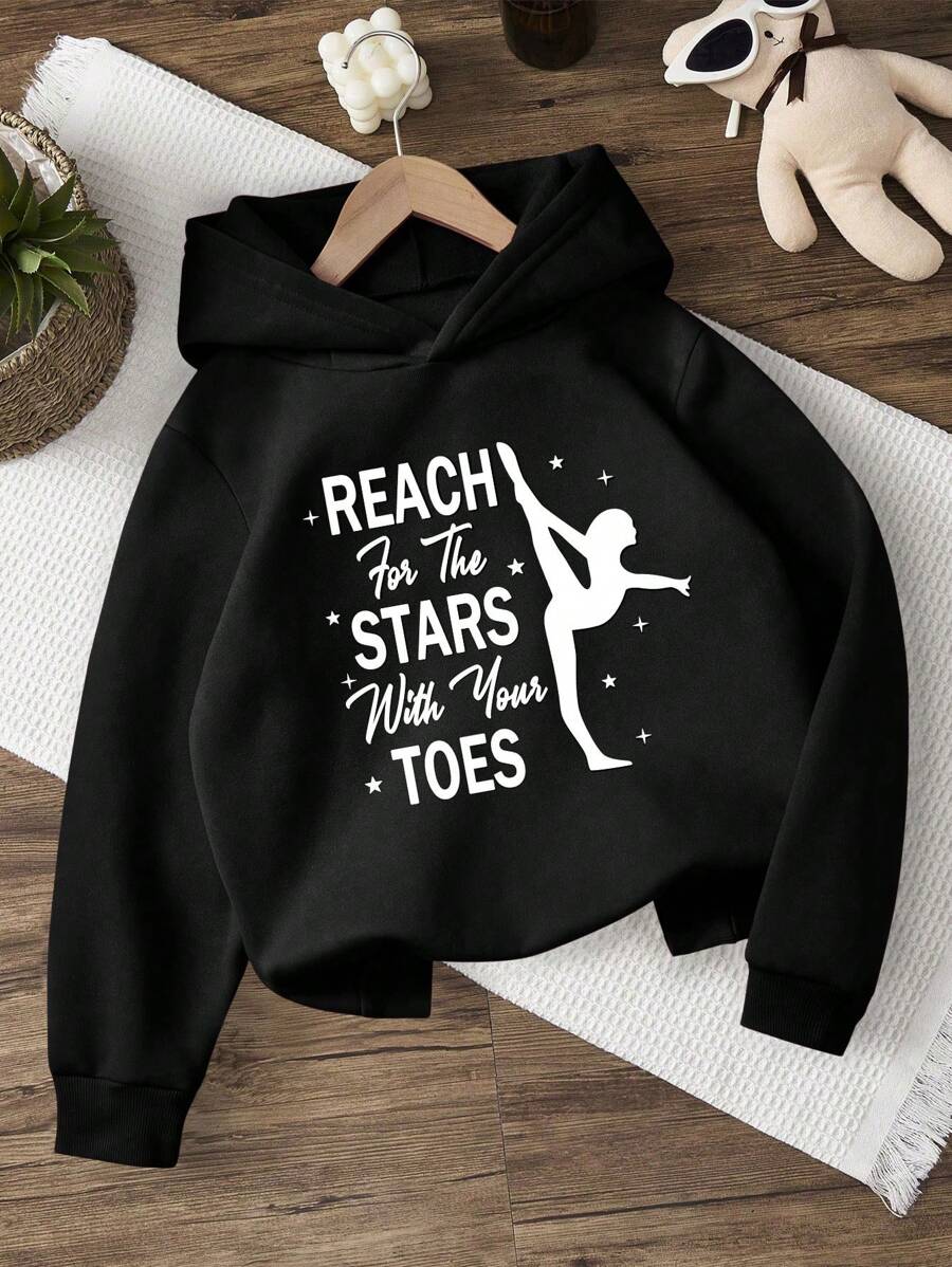 适合秋冬季的年轻女孩保暖连帽衫 - 黑色 - 查看 1