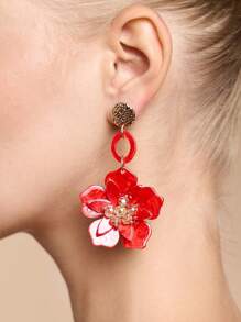 SHEIN SXY 女士简约花形无穿孔耳环，休闲日常佩戴情人节、妈妈、母亲、母亲节、礼物