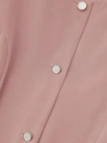 SHEIN LUNE Women Autumn Solid Color Round Neck Long Sleeve Single Breasted Blazer Jacket