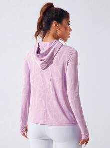 Cheerettes Basic Drawstring Sweatshirt Yoga Long Sleeve Sweatshirt - Pink - View 2