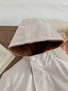 Blossori Stilvolle Kapuzenjacke aus Baumwolle für Kleine Jungen, Slim Fit mit Reißverschluss, elegante beige Farbe, Herbst/Winter - Beige - Übersicht 3