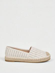 Styleloop Zapatos de mujer estilo Loop, zapatos de lona con textura geométrica, con correa para el tobillo, zapatos planos, zapatos de verano para vacaciones, zapatos de vuelta al colegio, zapatos universitarios, zapatos con estilo bohemio retro campestre francés, zapatos de otoño y primavera, zapatos para primavera - Albaricoque - Ver 3