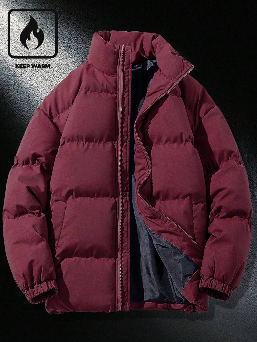 Manfinity Homme Oversized Men's Slant Pocket Jacket - Burgundy - View 1